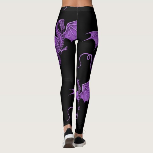 Paarse drakenzwarte Leggings (Achterkant)