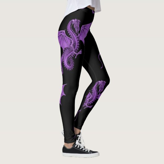Paarse drakenzwarte Leggings (Rechts)