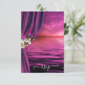 Paarse Dream Ocean Butterfly Wedding RSVP Kaart (Staand voorkant)