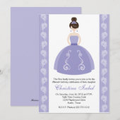 Paarse Dress Brunette Quinceanera Kaart (Voorkant / Achterkant)