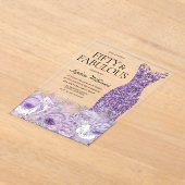 Paarse Dress Floral 50 jaar en 50 jaar oud Acryl Uitnodigingen (Laagn)