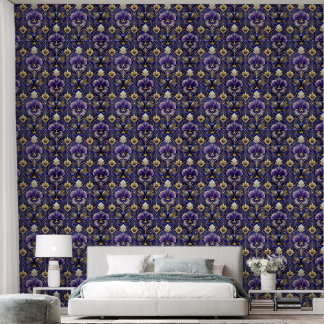 Paarse driekleur, art deco stijl behang