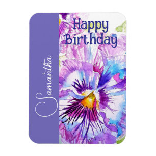 Paarse driekleur Viooltje Waterverf Bloemen Meisje Magneet