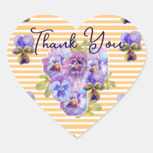 Paarse driekleur viooltjes bloem patroon dank je hart sticker