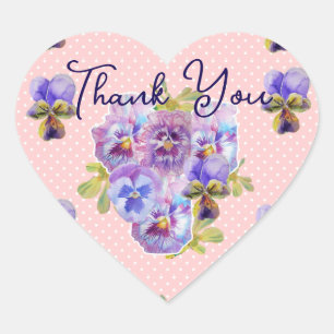 Paarse driekleur viooltjes bloem patroon dank je hart sticker