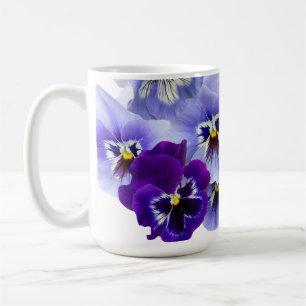 Paarse driekleurig bloem koffiemok