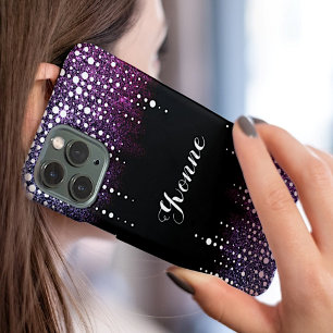 Paarse driften Glitter Rain Glamoureuze Ombre Name iPhone 12 Hoesje