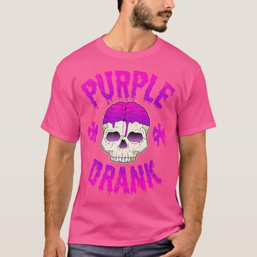 Paarse Drink Codeine Skull Lean Rap Hip Hop Gift T-shirt (Voorkant)