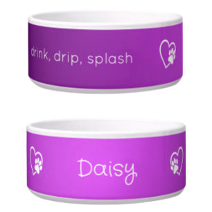 Paarse 'drink drip splash' Hondennaam Kom