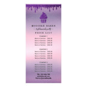 Paarse Drip Bakery Service Prijs Reclamekaart (Voorkant)