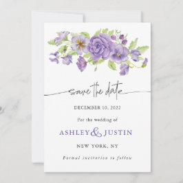 Paarse dromen stijlvolle trouwbloemen save the date