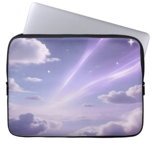 Paarse Dromerige Lucht Aurora Wolken Sterren Laptop Sleeve