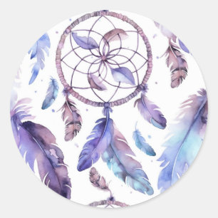 Paarse droom catcher waterverf ronde sticker