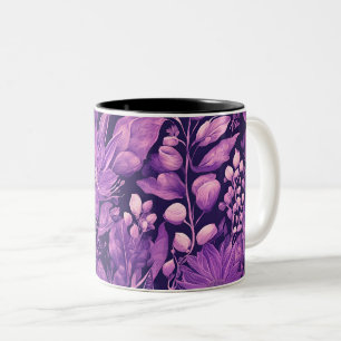 Paarse droom Elegant botanisch ontwerp geïnspireer Tweekleurige Koffiemok