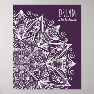 Paarse droom Elegant Typografie Mandala Art Modern Poster