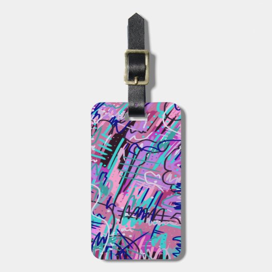 Paarse droomexpressieve Abstracte afdruk Bagagelabel (Voorkant verticaal)