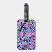 Paarse droomexpressieve Abstracte afdruk Bagagelabel (Achterkant verticaal)
