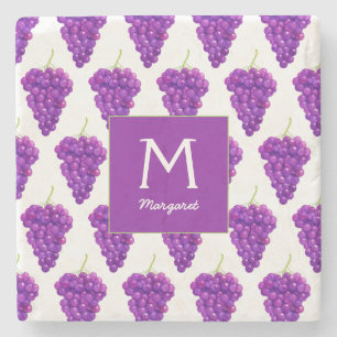 Paarse druiven fruitpatroon stenen onderzetter
