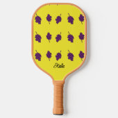 Paarse druiven gepersonaliseerd geel pickleball paddle (Achterkant)
