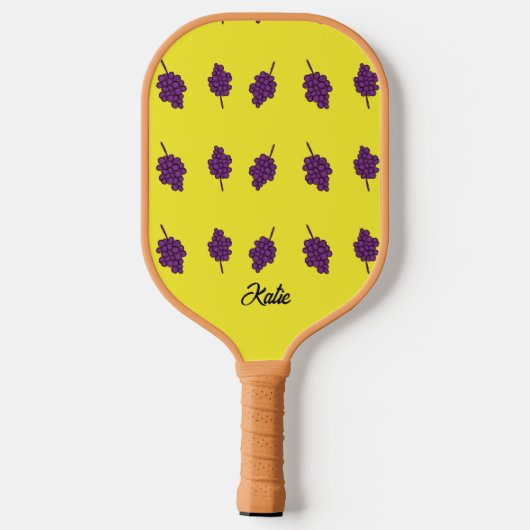 Paarse druiven gepersonaliseerd geel pickleball paddle (Achterkant)