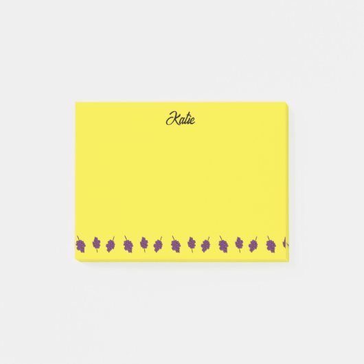 Paarse druiven gepersonaliseerd geel post-it® notes (Voorkant)