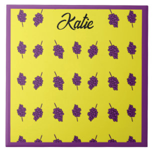Paarse druiven gepersonaliseerd geel tegeltje