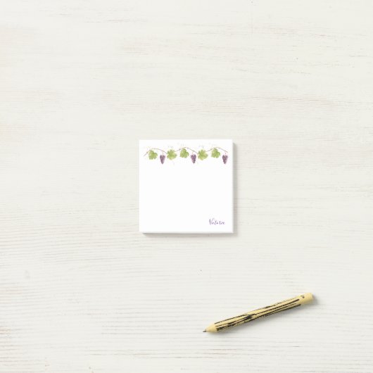 Paarse druiven Grafiek Bladeren wijnstokken Monogr Post-it® Notes (Op bureau)