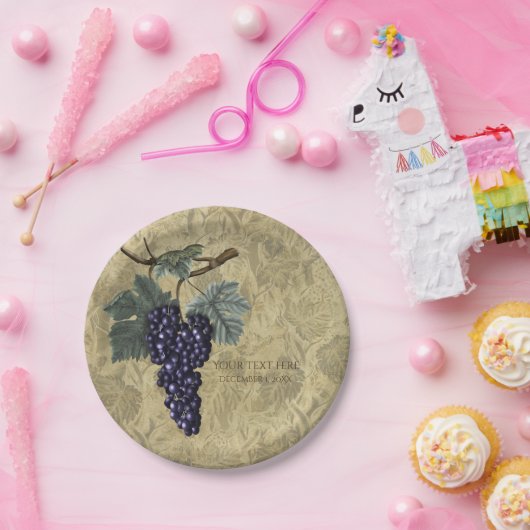 Paarse Druiven Wijngaard Bruidsfeest Papieren Bordje (Feest)