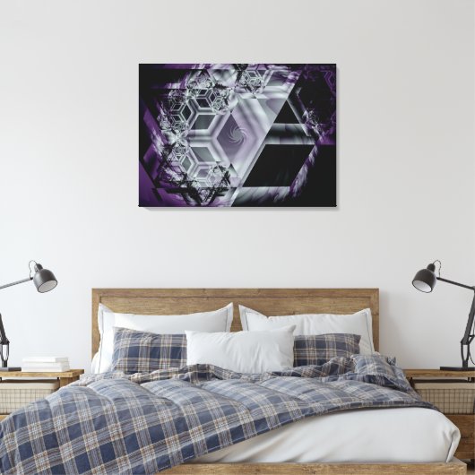 Paarse druk op verdraaid canvas (Insitu (Slaapkamer))