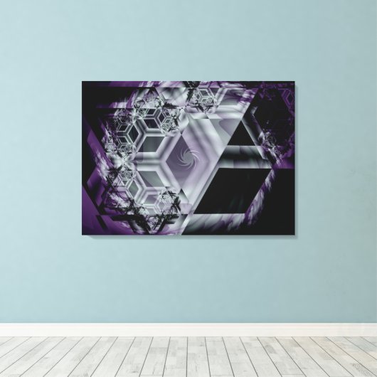 Paarse druk op verdraaid canvas (Insitu (Houten vloer))