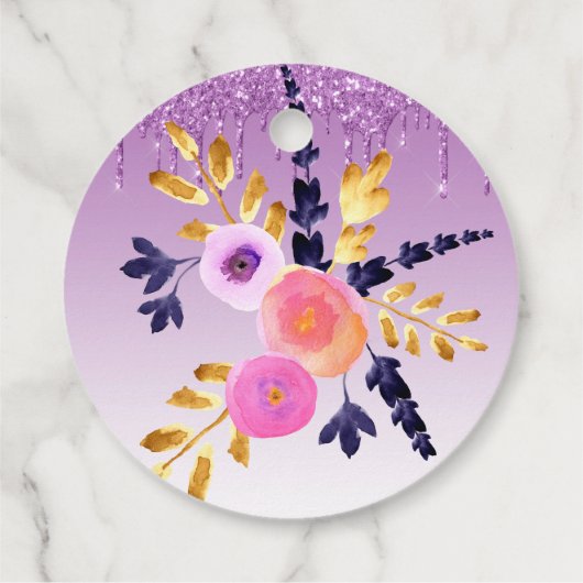 Paarse druppelflank bedankt bedankjes labels (Achterkant)