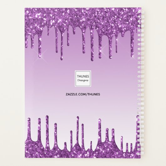 Paarse druppels violet monogram 2026 planner (Achterkant)