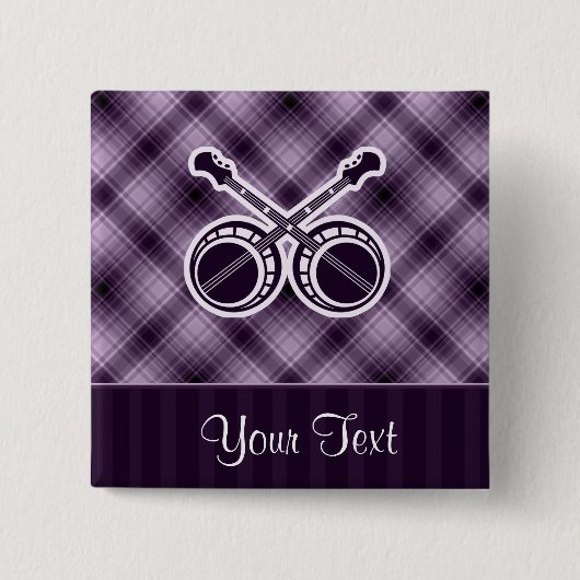 Paarse Dueling Banjos Vierkante Button 5,1 Cm (Voorkant)