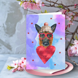 Paarse Duitse Herder Valentijnsdag Cadeau Hond Kaart