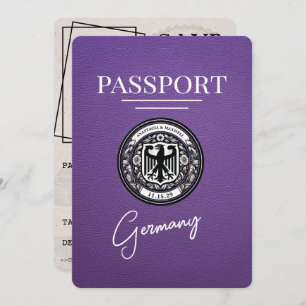 Paarse Duitse paspoort Bewaar de datum Save The Date