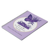 Paarse duo-toon-tweekleurig onderzoek met vlinder notitieboek (Linkerzijde)