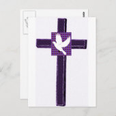 Paarse Dwars en Witte Duif Briefkaart (Voorkant / Achterkant)