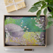 PAARSE EASTER-EGG, WITTE BLOSSEN, GEEL TISSUEPAPIER (Geschenk)