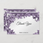 Paarse Edelsteen Bloemen Dank u kaart (Voorkant / Achterkant)