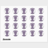 Paarse edelsteen Floral Classic Ronde Sticker (Vel)