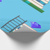 Paarse edelsteen op stapel boeken met ladder cadeaupapier