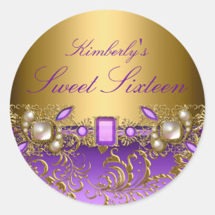 Paarse Edelsteen & Parels Sweet Sixteen Sticker