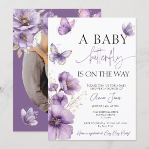 Paarse Een baby vlinder is onderweg naar het baby  Kaart