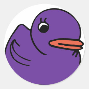 Paarse eend ronde sticker