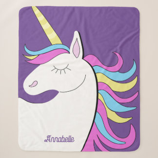 Paarse Eenhoorn Eenhoorns Fantasy Sherpa Deken