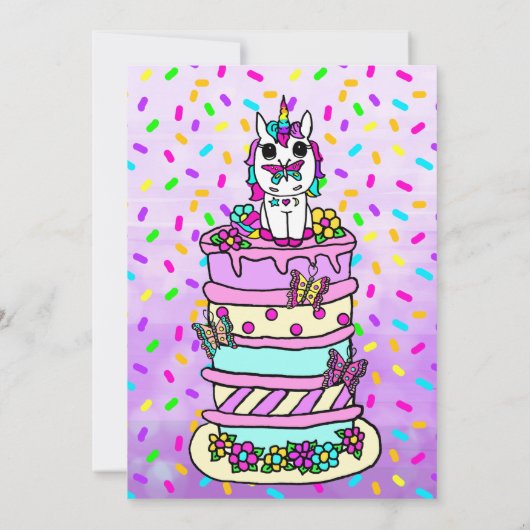 Paarse Eenhoorn en de Verjaardag van het Regenboo Kaart (Achterkant)