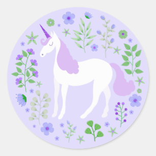 Paarse Eenhoorn Faux Paarse Glitter Ronde Sticker