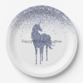 Paarse Eenhoorn Glitter gepersonaliseerd Papieren Bordje (Voorkant)