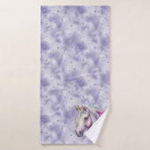 Paarse eenhoorn glitter harten badhanddoek (Badhanddoek)