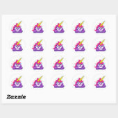 Paarse Eenhoorn Poop Emoji Ronde Stickers (Vel)